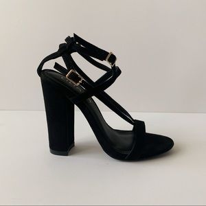 Black Strappy Chunky Heel